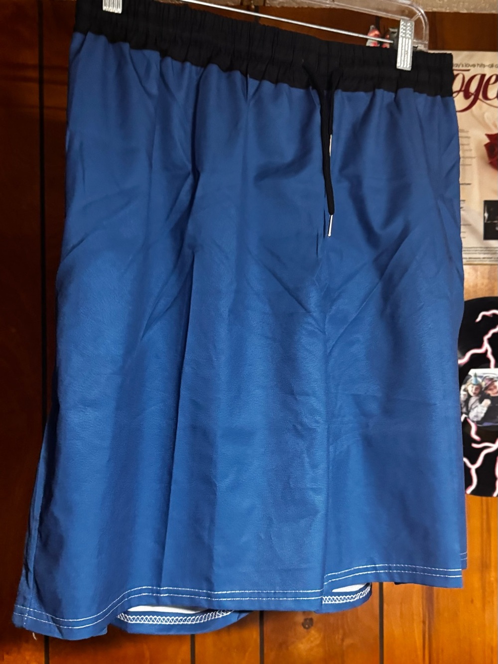 Men's Blue Athletic Swim Shorts with Black Waistband
